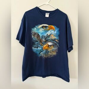 VTG Gettysburg Bike Rally Eagle Graphic T-shirt Wildlife Navy Blue Size L XL 🦅
